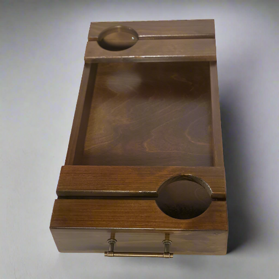 Wooden Wine Bottle & Glass Serving Tray