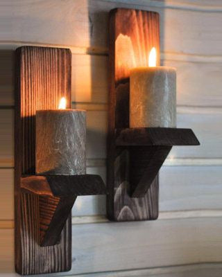 Wood Candle Sconce for Wall