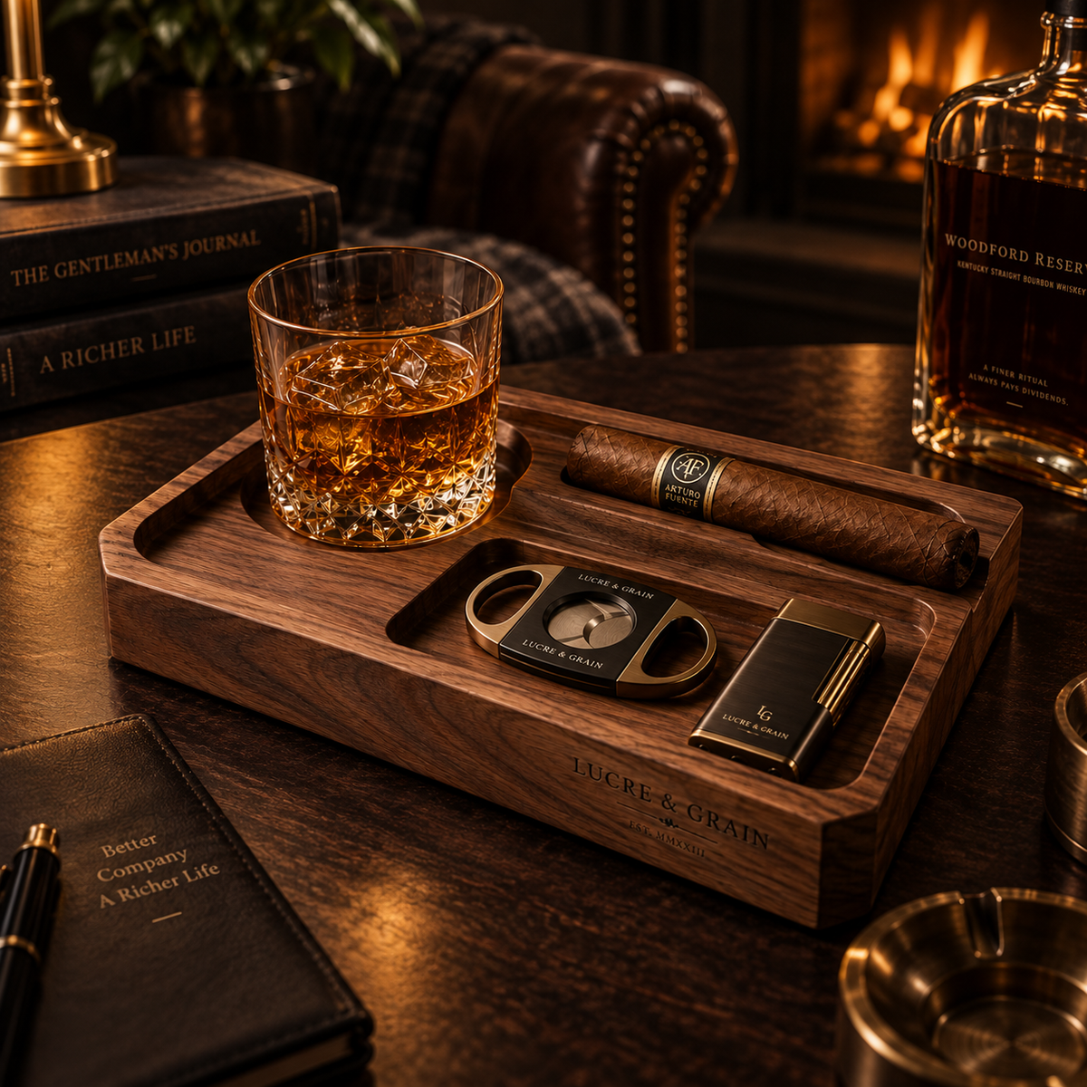 The Lucre Cigar & Whiskey Tray