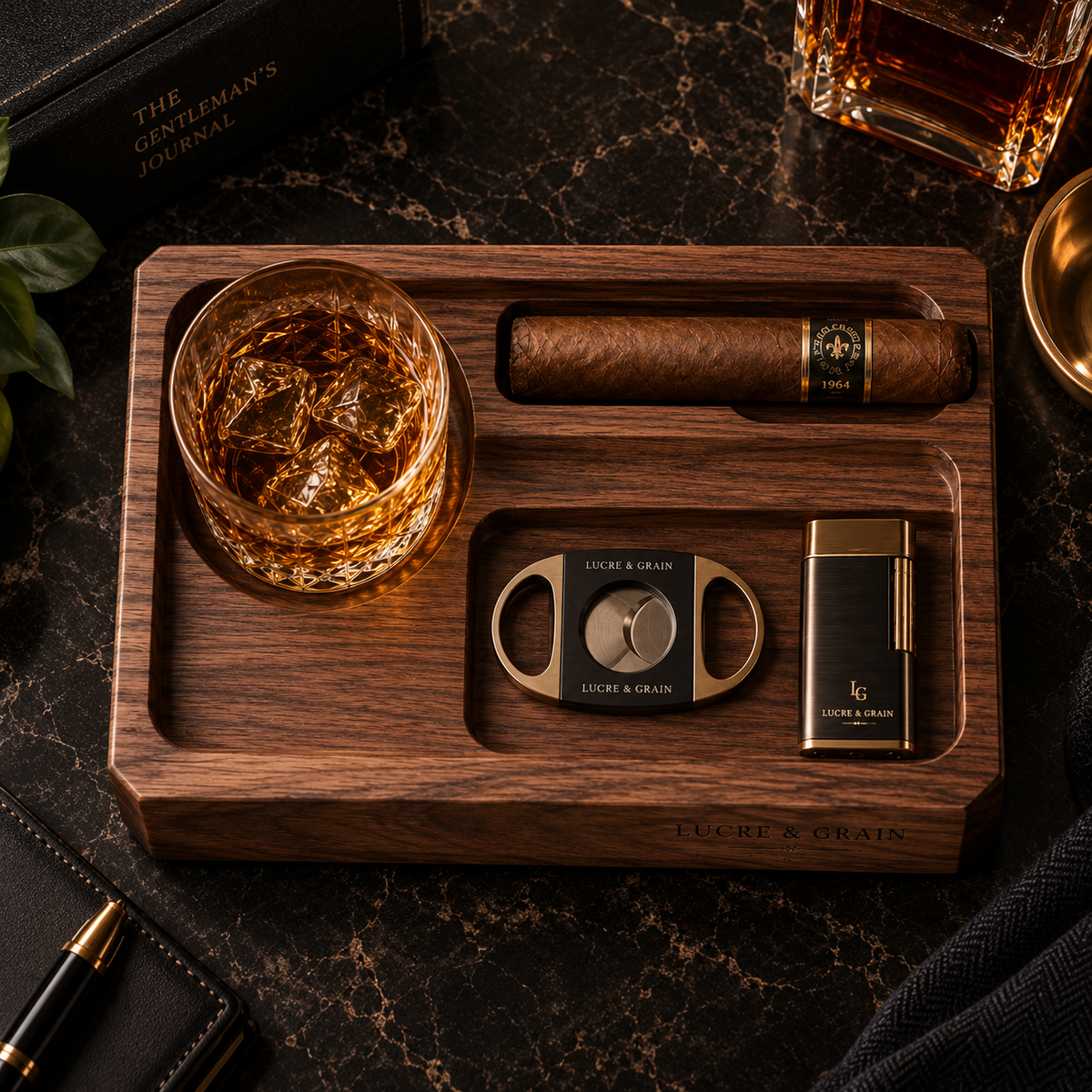 The Lucre Cigar & Whiskey Tray
